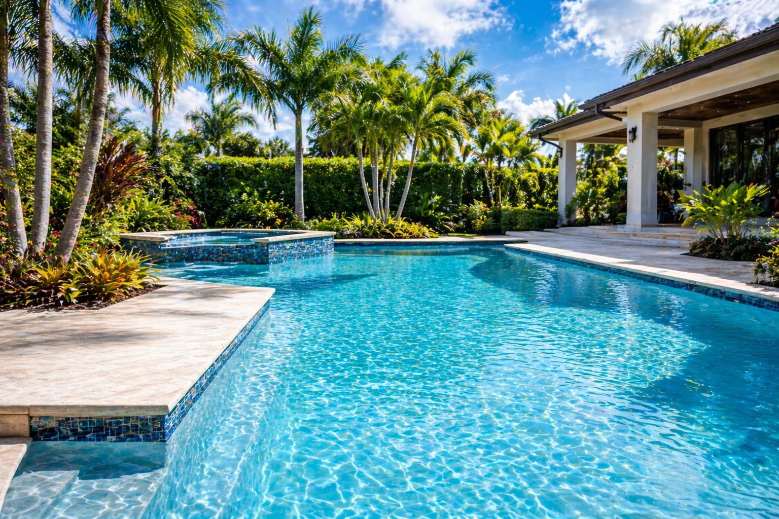 prevent algae in a pool clean residential swimming pool in Florida backyard